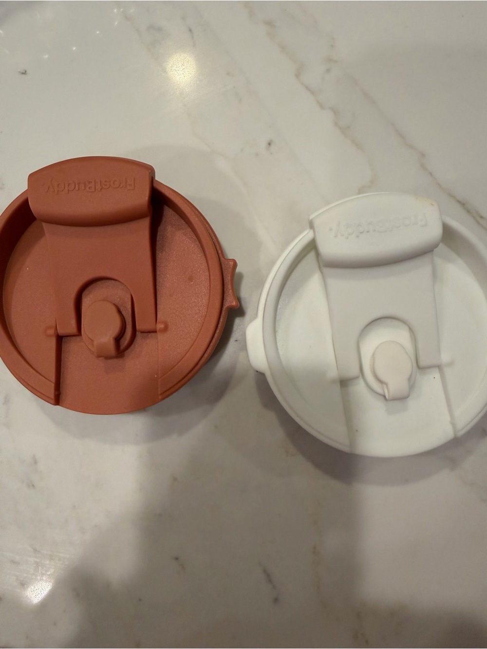 Set of 2 FrostBuddy Lids Brand New White and Terracota